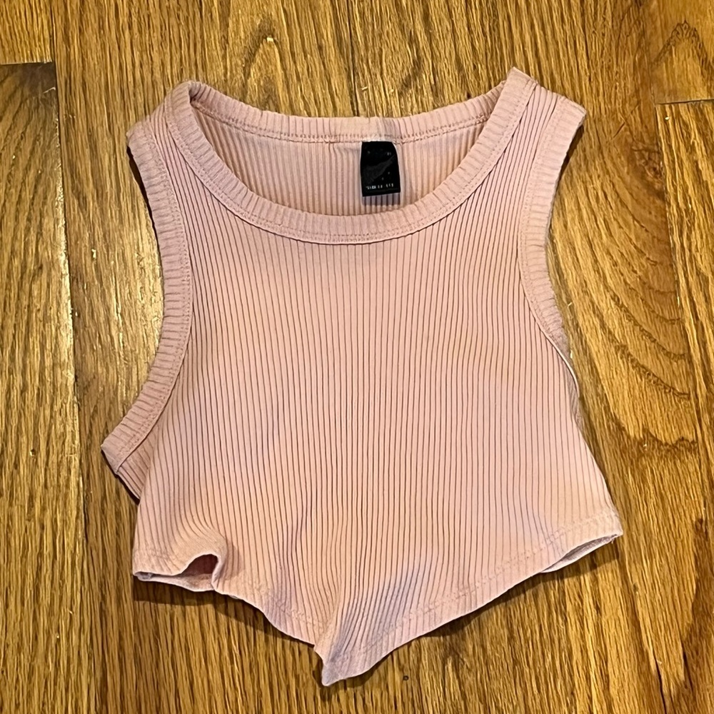 Pink Ribbed Crop Top